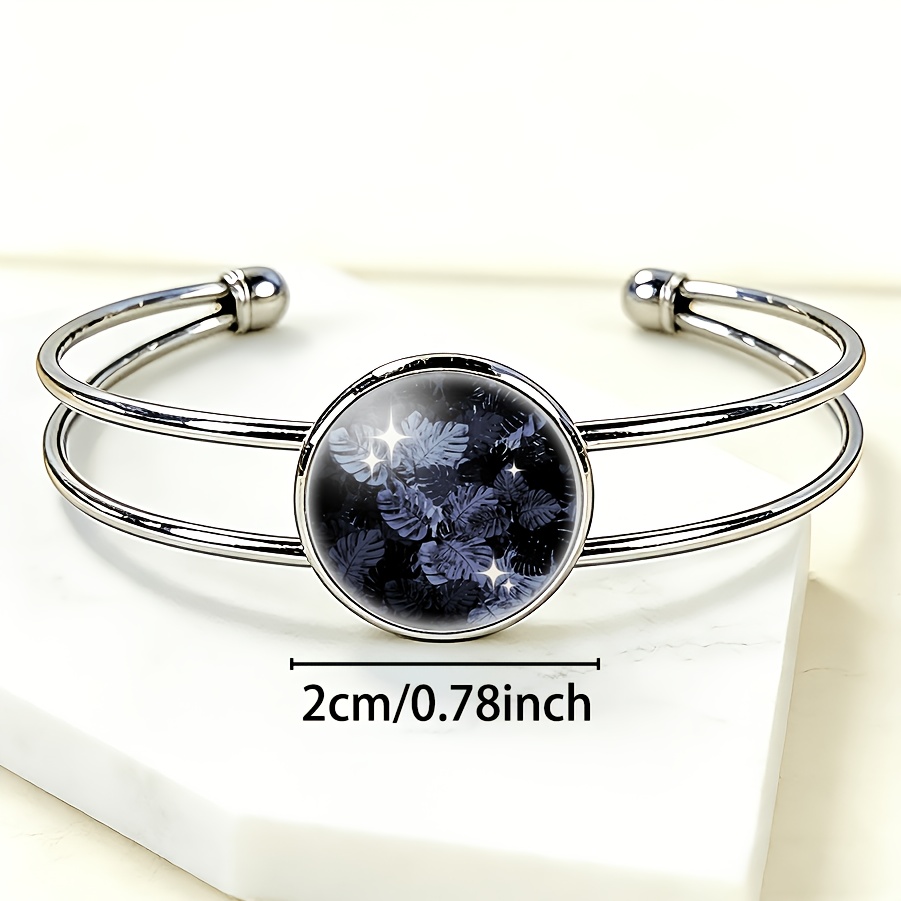 Women's Adjustable Opening Bracelet with Round Time Gem Inlaid Design